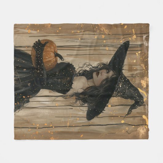 Heks met een pompoen fleece deken (Voorkant (Horizontaal))