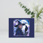 Heks met een raaf - Halloween Fan Fun 1 Briefkaart (Staand voorkant)
