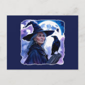 Heks met een raaf - Halloween Fan Fun 1 Briefkaart (Voorkant)