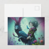 Heks met een surrealistisch fantasie wezen briefkaart (Voorkant / Achterkant)