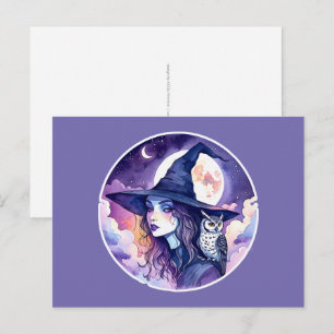 Heks met een Uil - Halloween Fan Fun 2 Briefkaart