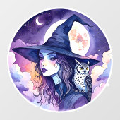 Heks met een uil - Halloween Fan Fun 2 Raamsticker (Vel)