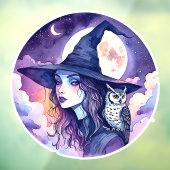 Heks met een uil - Halloween Fan Fun 2 Raamsticker (Vel 3)
