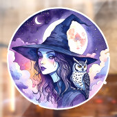 Heks met een uil - Halloween Fan Fun 2 Raamsticker (Vel 2)
