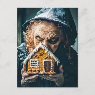 Heks met Gemberkoekhuis in Sprookjesbos Briefkaart