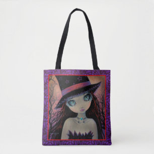 Heks met heldere ogen Grote Ogen Meisje Fantasie K Tote Bag