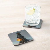 Heks met jack-o-lantern bier onderzetter (Rechterzijde)