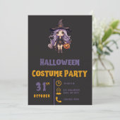 Heks Met Jack-O' Lantern Zwarte Halloween Kaart (Staand voorkant)