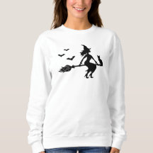 Heks Met Kat En Vleermuizen Zwarte Silhouet Hallow