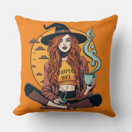 Heks met koffie kussen