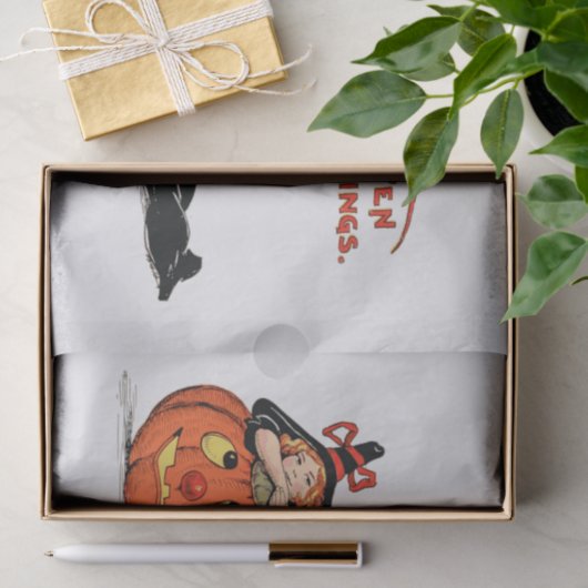  heks met pomkin Halloween ontkoppeling Tissuepapier (Geschenk)