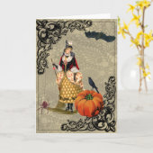 heks met pompoen collage Wenskaart Kaart (Gele Bloem)