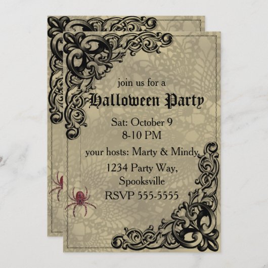  heks met pompoen halloween collage kaart (Voorkant / Achterkant)