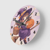 Heks met Pompoen Halloween Klok (Hoek)
