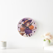 Heks met Pompoen Halloween Klok (Huis)