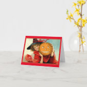 heks met pompoen Halloween Wenskaart Kaart (Gele Bloem)