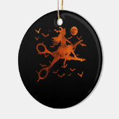 Heks met schaar bezem haar stylist Halloween H Keramisch Ornament (Links)