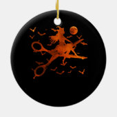 Heks met schaar bezem haar stylist Halloween H Keramisch Ornament (Achterkant)