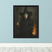 Heks met vuur spreuk canvas afdruk (Insitu (Houten vloer))