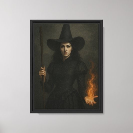 Heks met vuur spreuk canvas afdruk (Voorkant)
