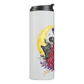 Heks met zwarte kat en halve maan thermosbeker (Gedraaid links)