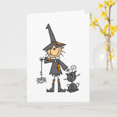 Heks met zwarte kat kaart (Gele Bloem)