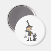 Heks met zwarte kat magneet (Voorkant / Achterkant)