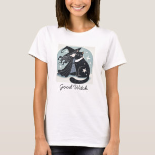 heks met zwarte kat t-shirt