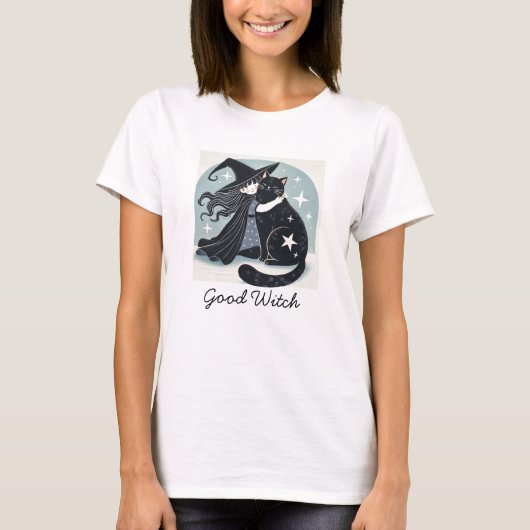 heks met zwarte kat t-shirt (Voorkant)