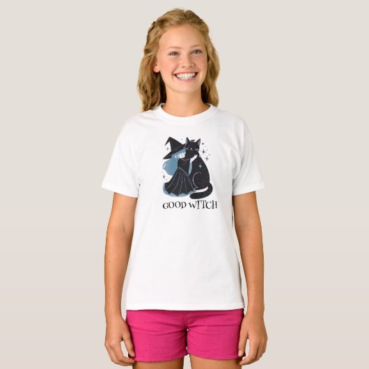 heks met zwarte kat t-shirt (Voorkant volledig)