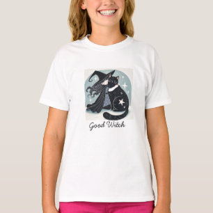 heks met zwarte kat t-shirt