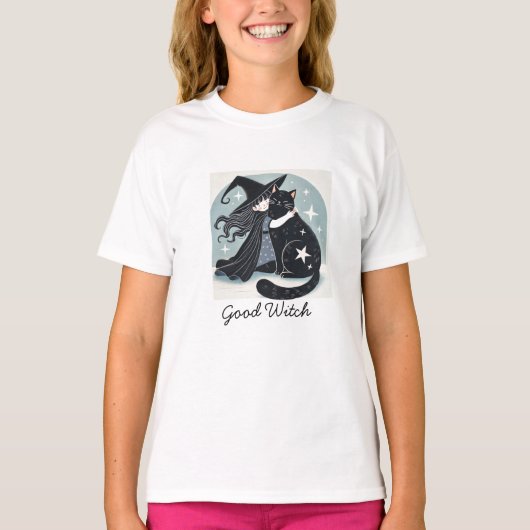 heks met zwarte kat t-shirt (Voorkant)