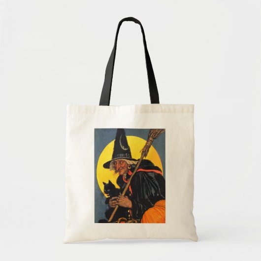 heks met zwarte kat tote bag (Voorkant)
