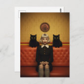 Heks met zwarte katten briefkaart (Voorkant / Achterkant)