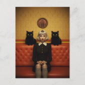 Heks met zwarte katten briefkaart (Voorkant)