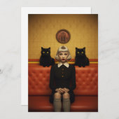 Heks met zwarte katten feestdagenkaart (Voorkant / Achterkant)