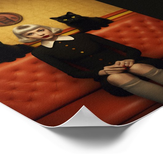 Heks met zwarte katten poster (Hoek)