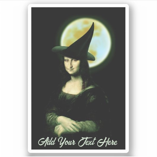 Heks Mona Lisa Halloween Sticker (Voorkant)