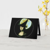 Heks Mona Lisa Halloween Volle Maan Kaart (Gele Bloem)