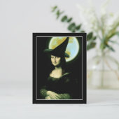 Heks Mona Lisa Halloween Vollemaan Briefkaart (Staand voorkant)