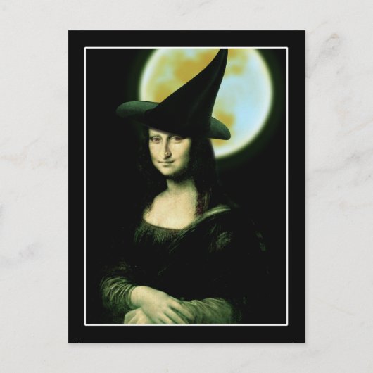 Heks Mona Lisa Halloween Vollemaan Briefkaart (Voorkant)