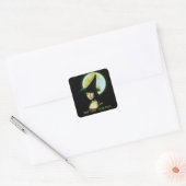 Heks Mona Lisa Halloween Vollemaan Vierkante Sticker (Envelop)