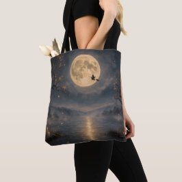 Heks onder Volle Maan Gothische Halloween Meer Tote Bag