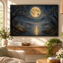 Heks onder vollemaan gotische Halloween-meer