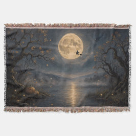 Heks onder vollemaan gotische Halloween-meer Deken