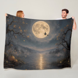 Heks onder vollemaan gotische Halloween-meer Fleece Deken
