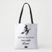 heks op bezem & drievoudige maan aanpasbare Tote Bag (Voorkant)