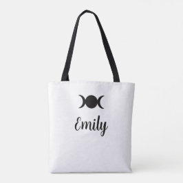 heks op bezem & drievoudige maan aanpasbare Tote Bag