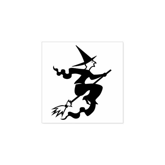 Heks op bezem Halloween Decor Custom Rubberstempel (Afrduk)