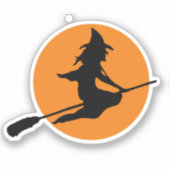 Heks op bezem silhouet sticker (Voorkant)